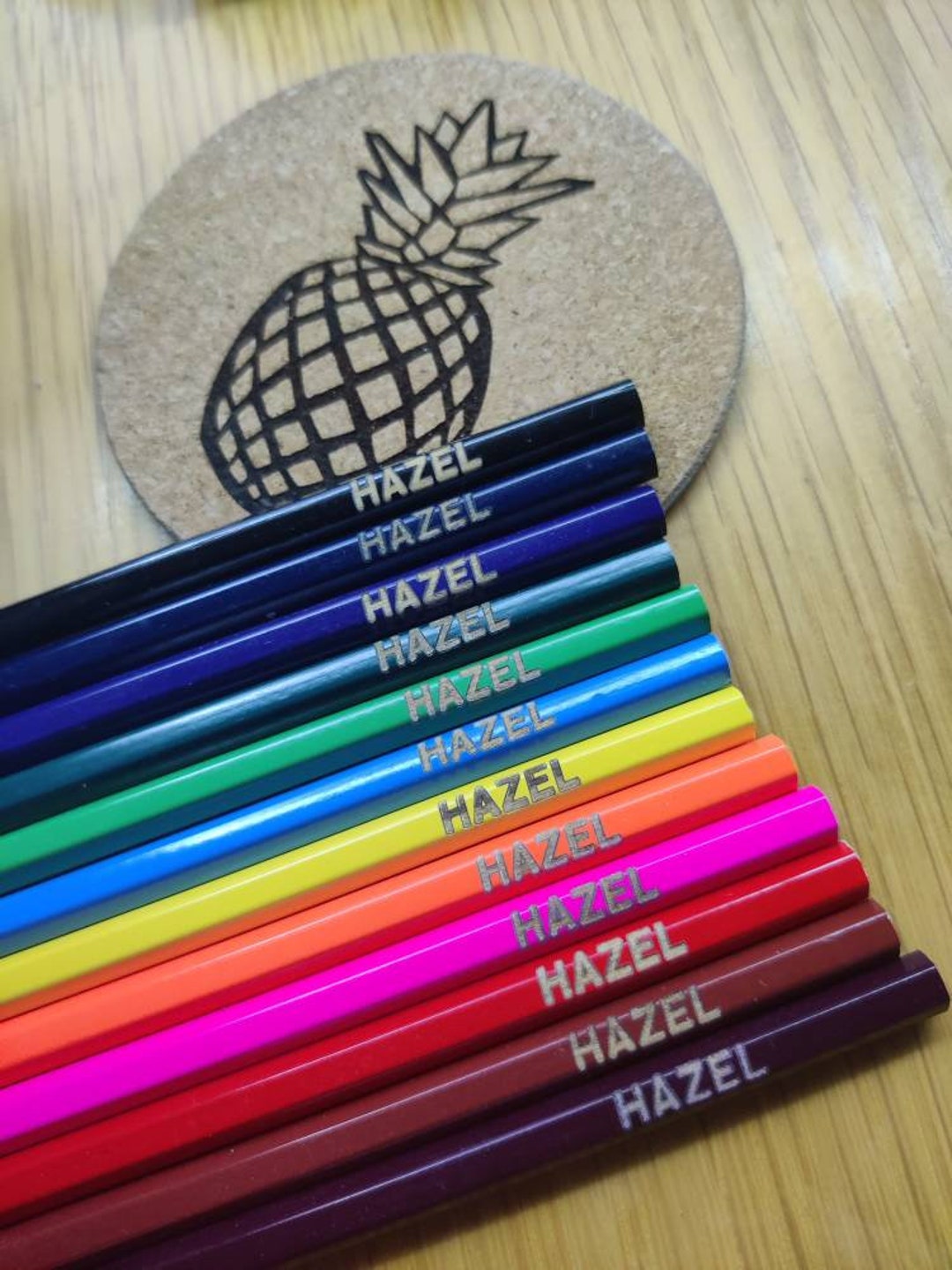 Coloured Pencils Stationery Name Customised Personalised Laser Engraved