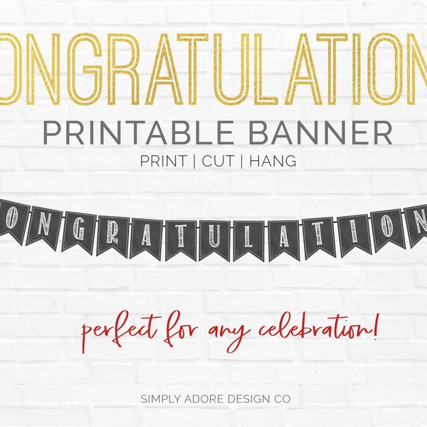 Congratulations Banner | DIY | Printable Decoration | Instant Download