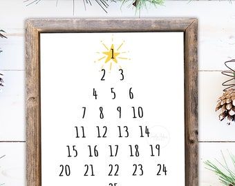 Calendario imprimible de cuenta regresiva de Navidad: Decoración navideña (archivo digital)