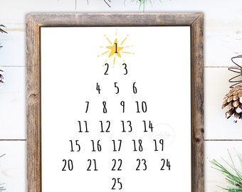 Calendario imprimible de cuenta regresiva de Navidad: Decoración navideña (archivo digital)