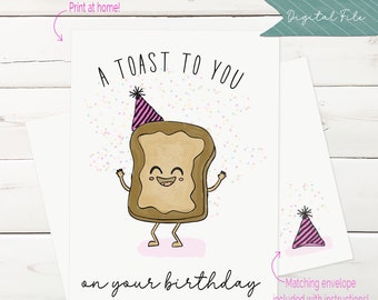 Tarjeta de cumpleaños con brindis: imprimible (descarga digital)