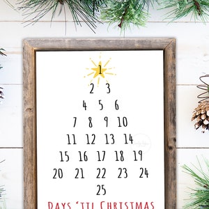 Printable Christmas Countdown Calendar: Holiday Decor (Digital File)