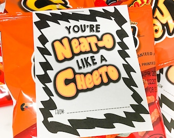 Cheeto Valentine Printable: &#39;You&#39;re Neat-O&#39; Kids Classroom Handout (Digital Download)