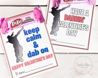 Tarjetas de San Valentín para gamers imprimibles con silueta de dabbing: notas de amor personalizadas para niños y amigos