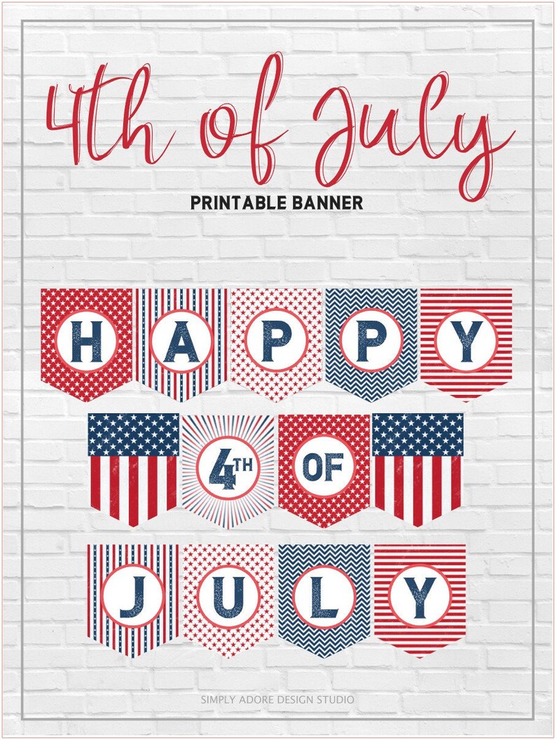 Happy 4th of July Banner DIY Banner Printable Decoration - Etsy