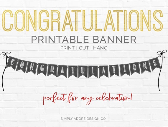 Instant Congratulations Hanging Flag Banner Congratulations Printable 