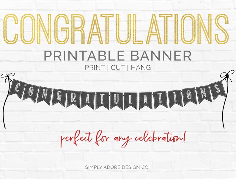 Congratulations Banner DIY Printable Decoration Instant Etsy