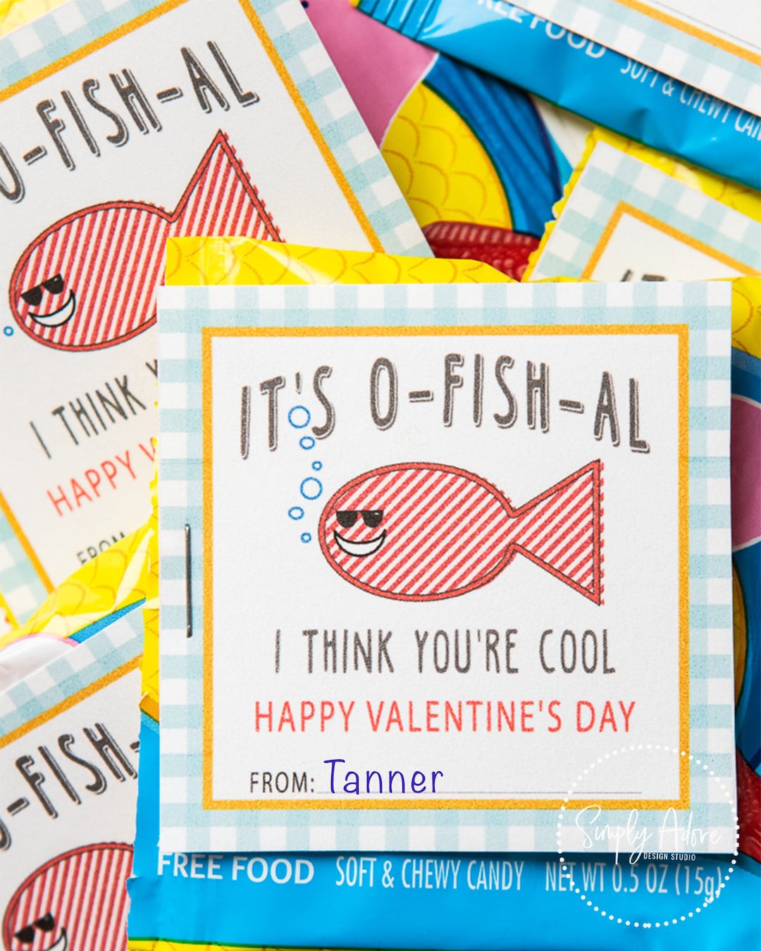 Fish Themed Valentine Printable Snack Tag Printable Classroom Valentine  Valentines Day Treat Kids Valentines DIY Valentine -  Canada