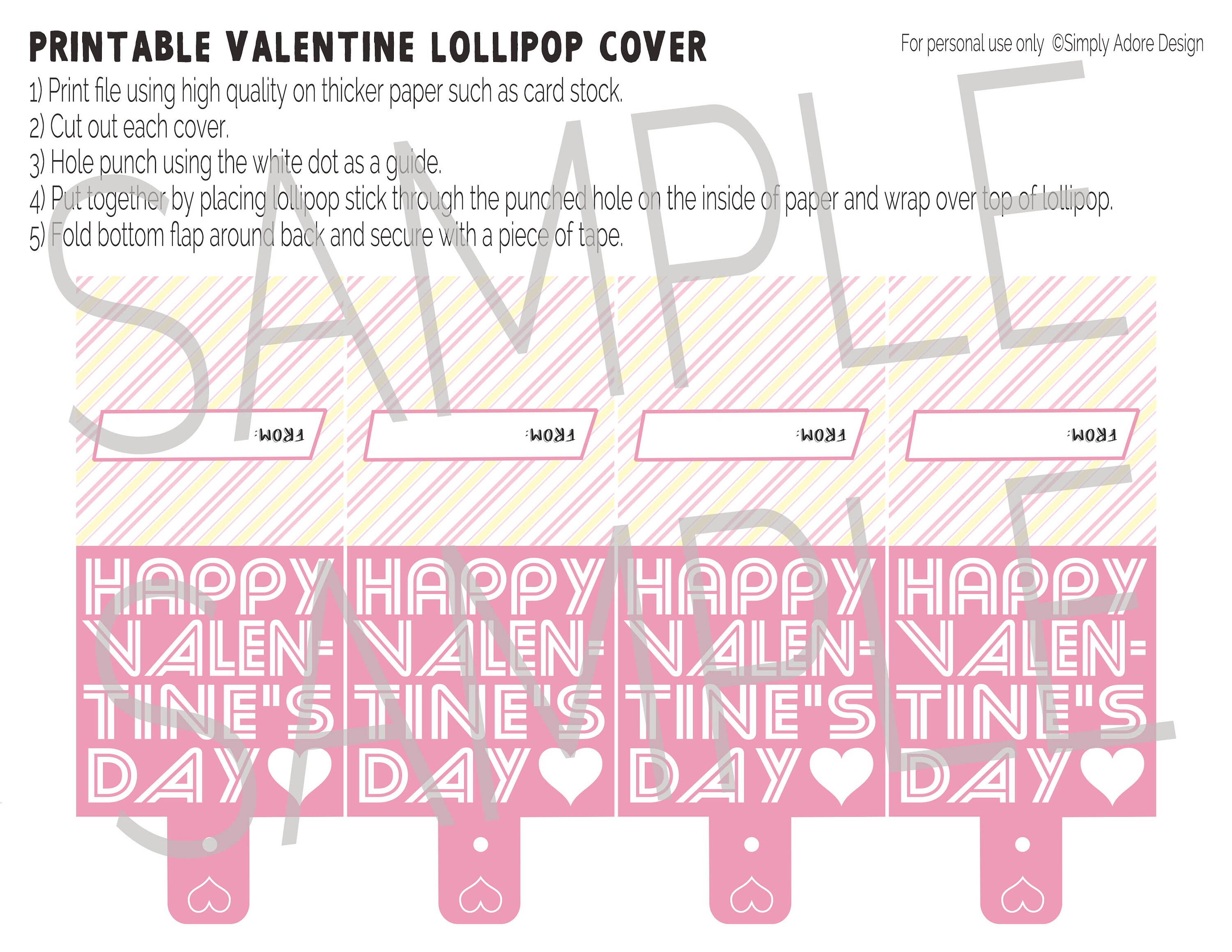 Printable Valentine Lollipop Cover | Valentines Day | Kids Valentines ...