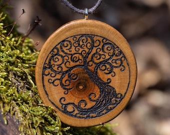 Tree of life wooden pendant, Yggdrasil protection amulet, viking jewelry, celtic jewelry