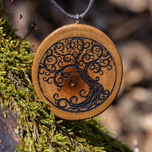 Tree of life wooden pendant, Yggdrasil protection amulet, viking jewelry, celtic jewelry