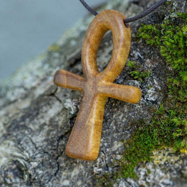 Ankh Holzanhänger - Ägyptisches Symbol des Lebens - handgeschnitzt, Personalisierung möglich