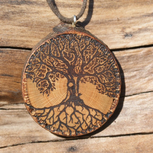 Baum des Lebens  - randlose Gravur - Holz Anhänger, keltischer Schmuck
