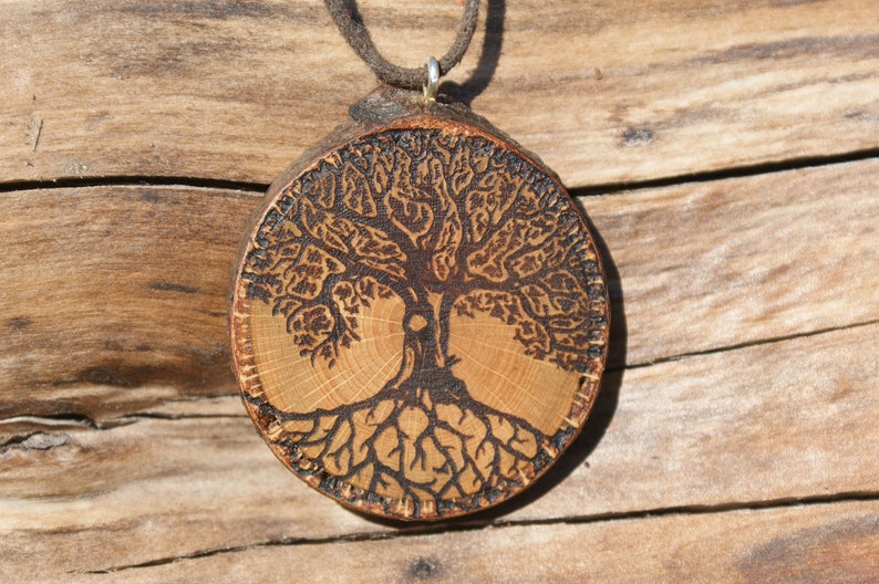 Tree of life wooden pendant, celtic jewelry image 1