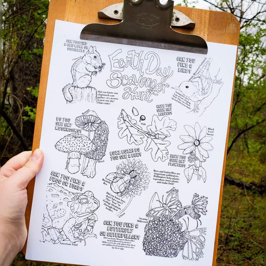 Earth Day Scavenger Hunt and Printable Coloring Page Digital Download ...