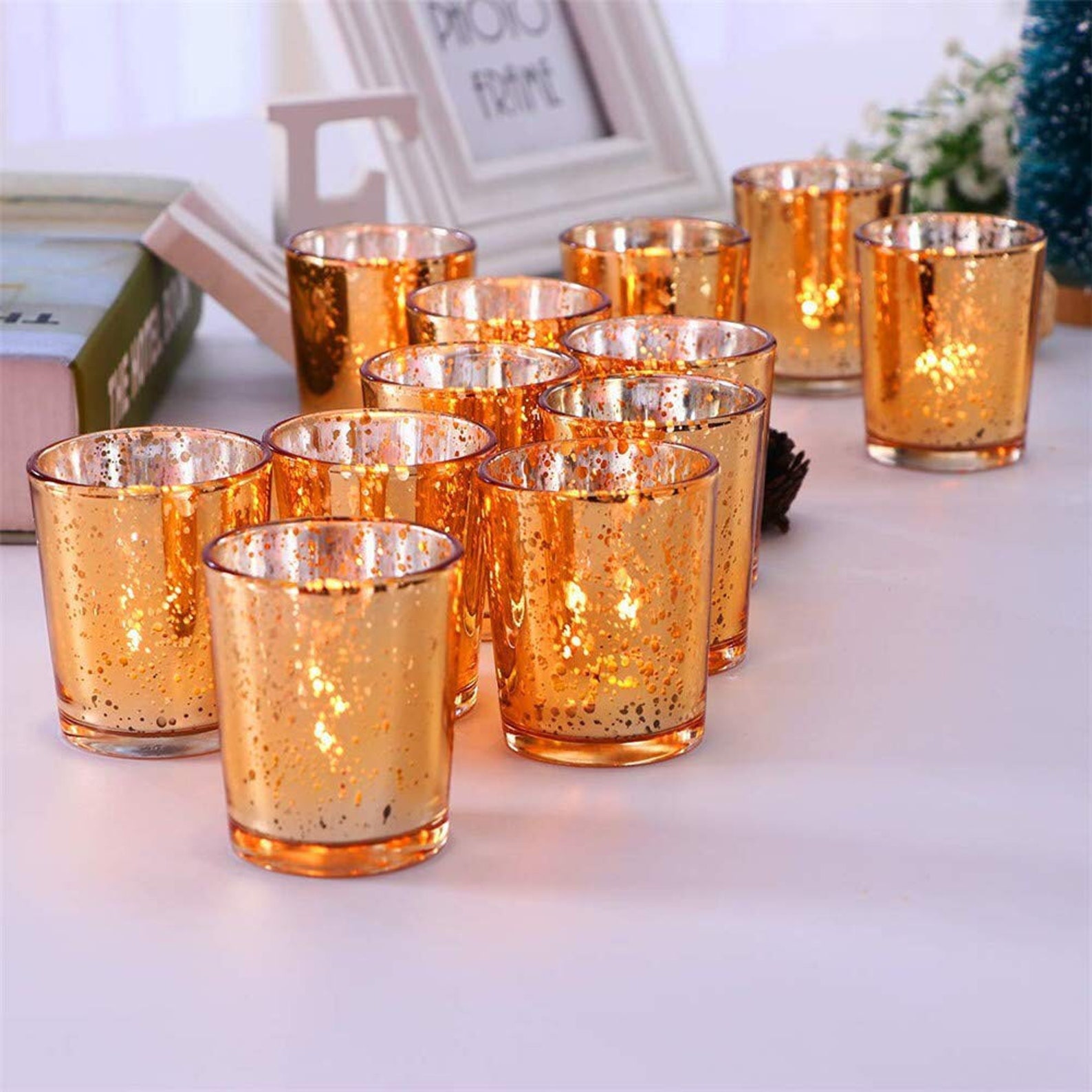 12 Pack Gold Tea light Candle Votive Holders Etsy