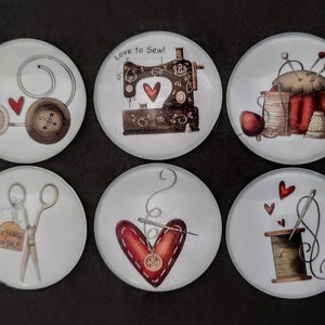 Sewing, Needlework Glass Magnet Set