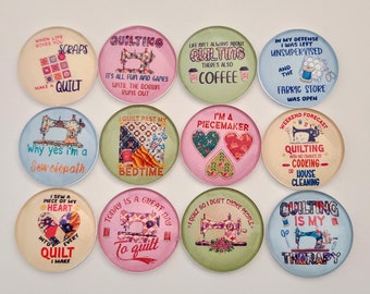 Stitch & Giggle: Set of Glass Magnets with a Playful Twist on Quilting