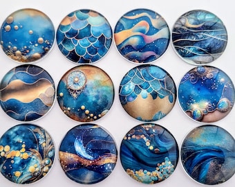 Ocean Blue Glass Magnet Set