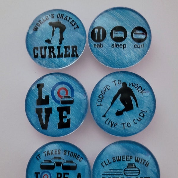 Funny Curling  Glass  Magnet Set, Gift for  Sports Lover,  Gift for Husband, Wife