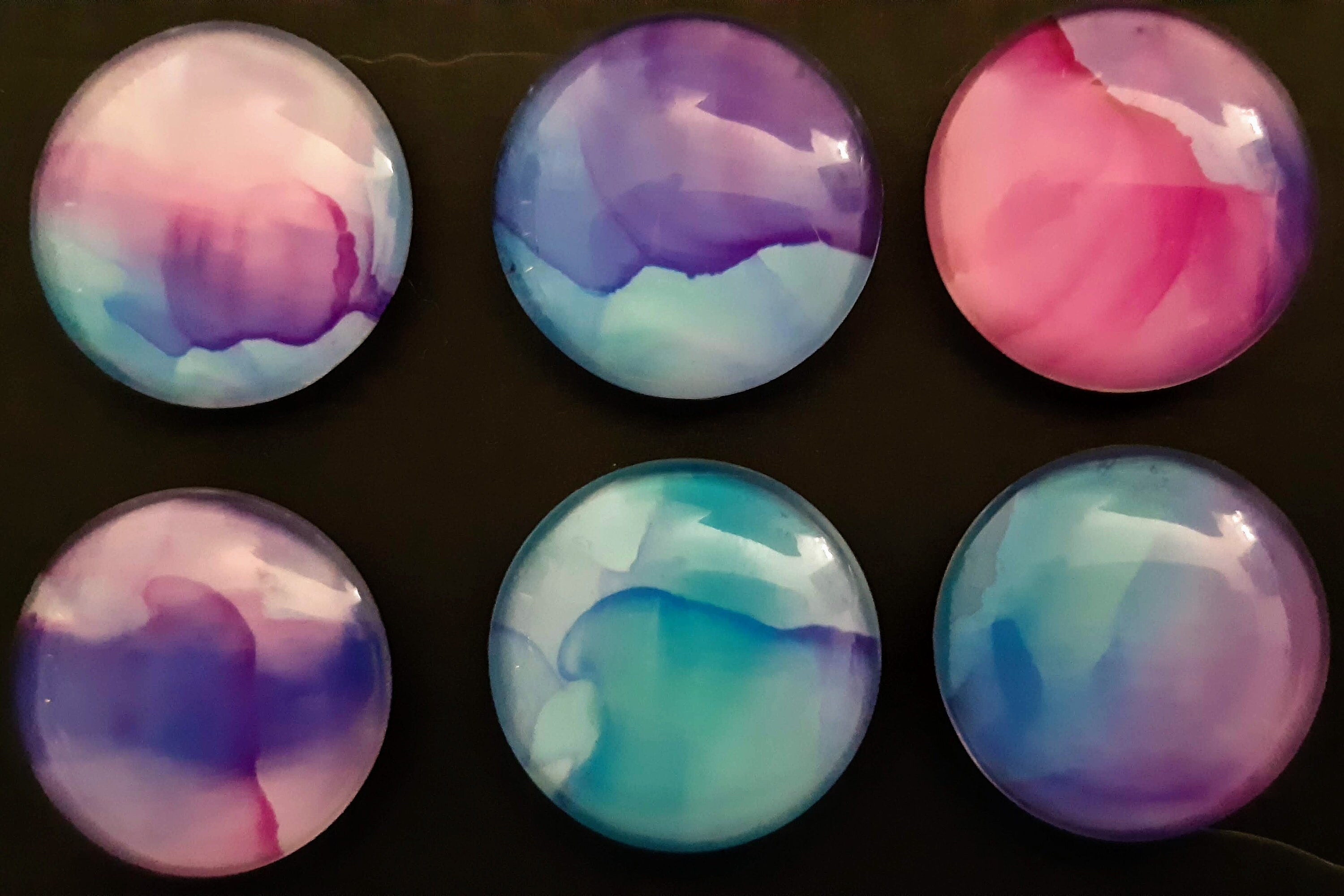 Watercolour Purple, Blue and Pink Glass Magnets - Etsy