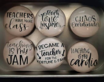 Teacher Themed Glass Magnets