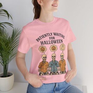 Summerween Tee | Impatiently Waiting for Halloween Shirt | Cute Skeleton Graphic Tee | Funny Halloween T-Shirt for Spooky Season Fans