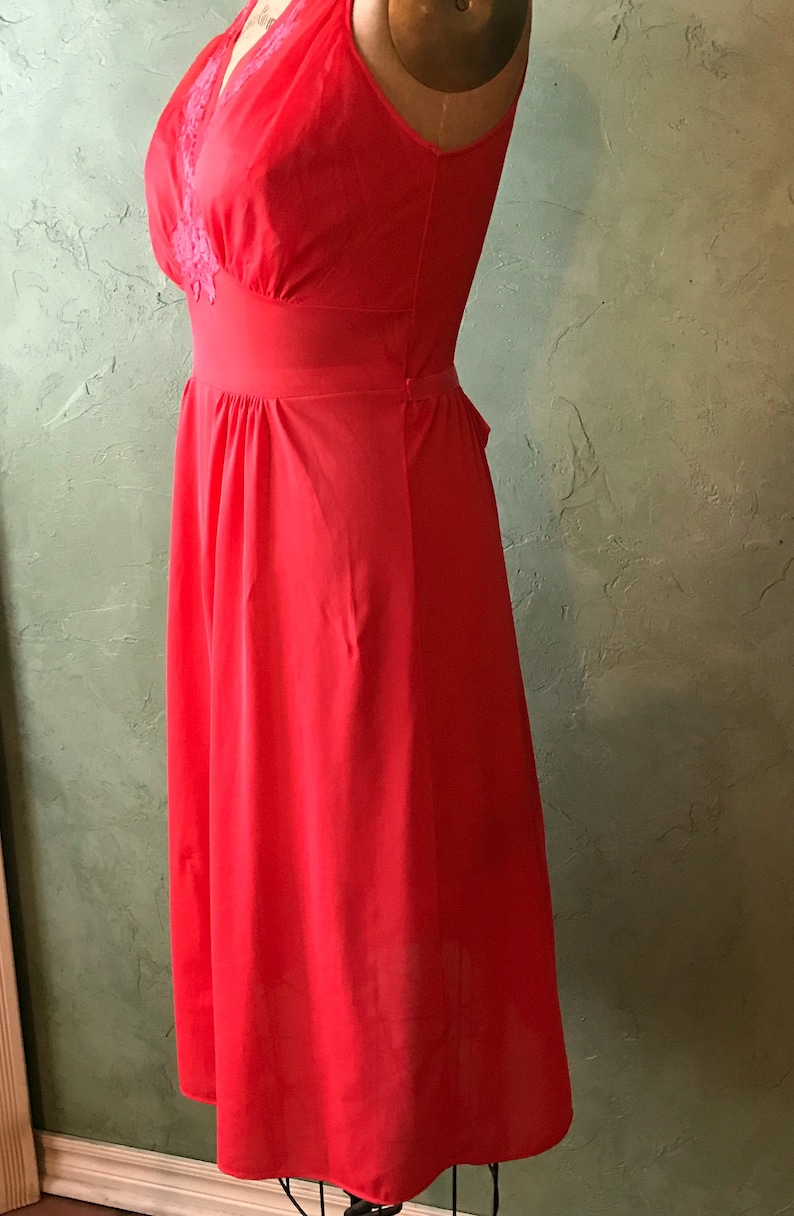 Size 34 Vintage 1950\u2019s Classic Romantic Red Lorraine Nightgown Negligee