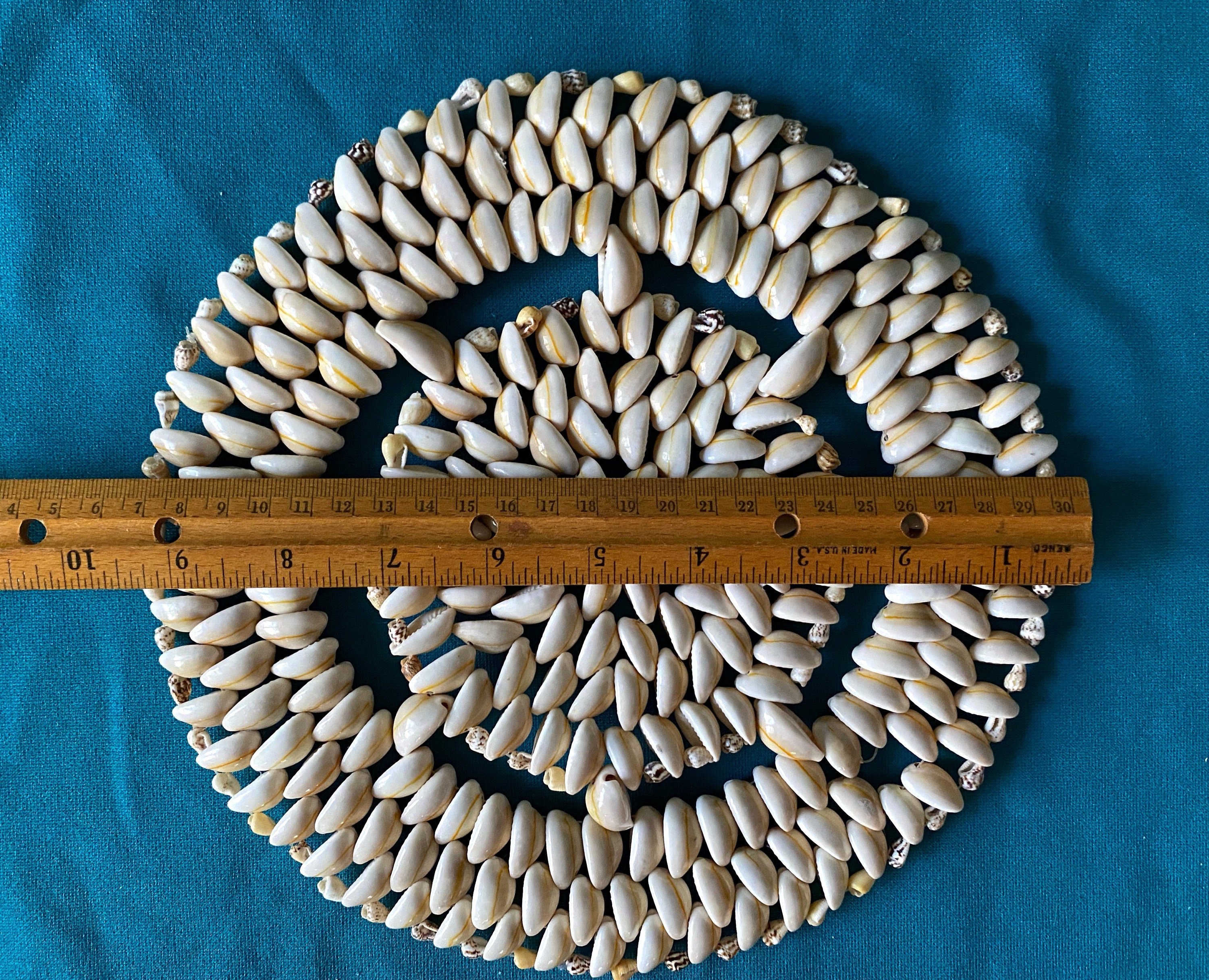 Vintage Round Boho Seashell Trivet 9 Inches Etsy