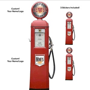 Custom Vintage Oil Gas Co Pump Vinyl Decal Sticker Garage Shop Motor Wall Man Cave - 3 for 1
