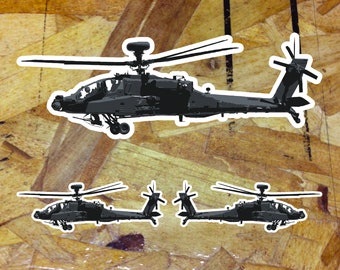AH-64 Apache Attack Helicopter Sticker Bumper Window Car Truck Decal Military Aircraft  - 5" - 3 for 1