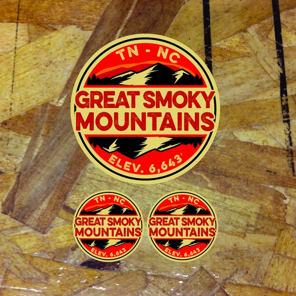 Great Smoky Mountains TN to NC Elevation Mountain Tennessee North Carolina Decal Sticker 3.75" - 3 For 1