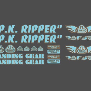 SE Bikes BMX PK Ripper Landing Gear Stickers Decals Bike Kit - Light Blue / Brown - Other Color Options Avail.