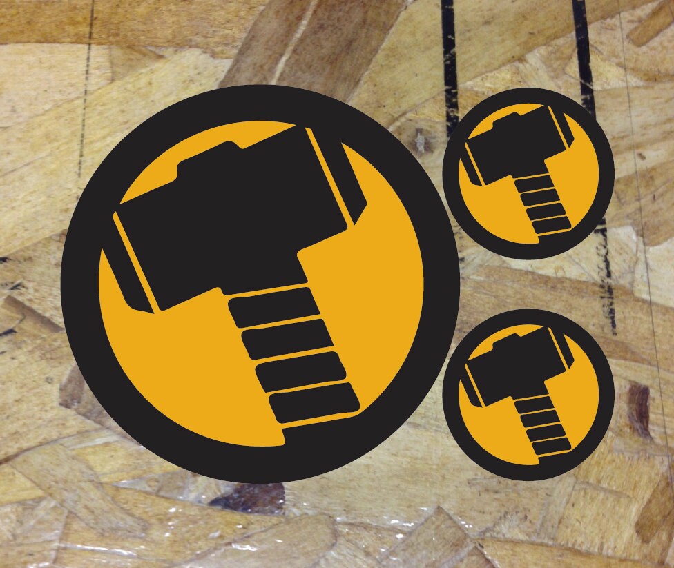 Thor Hammer Circle Sticker Cool Style Parody Decal Stickers Etsy