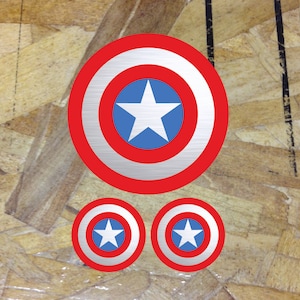 Captain America Circle Sticker Cool Style Parody Decal Stickers Indoor Outdoor set - 3 for 1