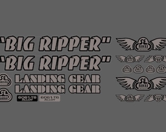 SE Bikes Bmx Big Ripper Landing Gear Stickers Decals Bike Kit - Gray/Black - Other Color Options Avail.