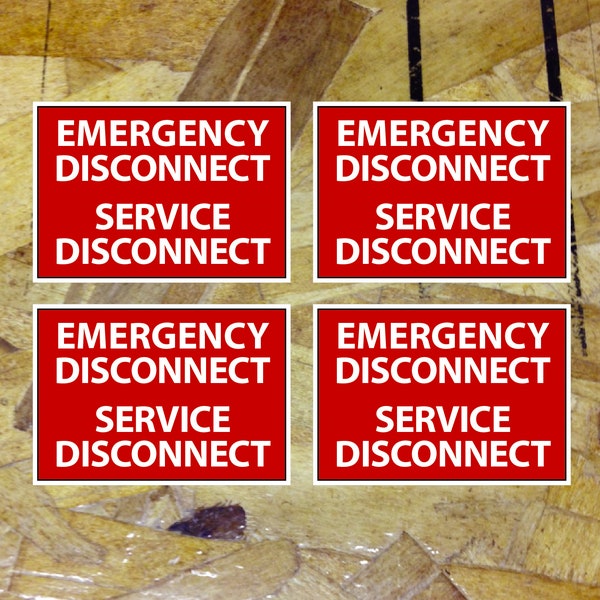 Emergency Disconnect Service Disconnect Sticker Decal Electrician ID Label Vinyl - 4 for 1 - 3.75" wide