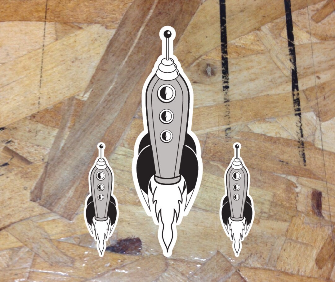 Vintage Rocket Spaceship Gray Travel Decal Sticker RV Camper Trailer ...