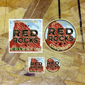 Red Rocks Vintage Decal Sticker Circle Amphitheater Concert Hiking Biking Stairs Climbing Colorado 3.5&quot;