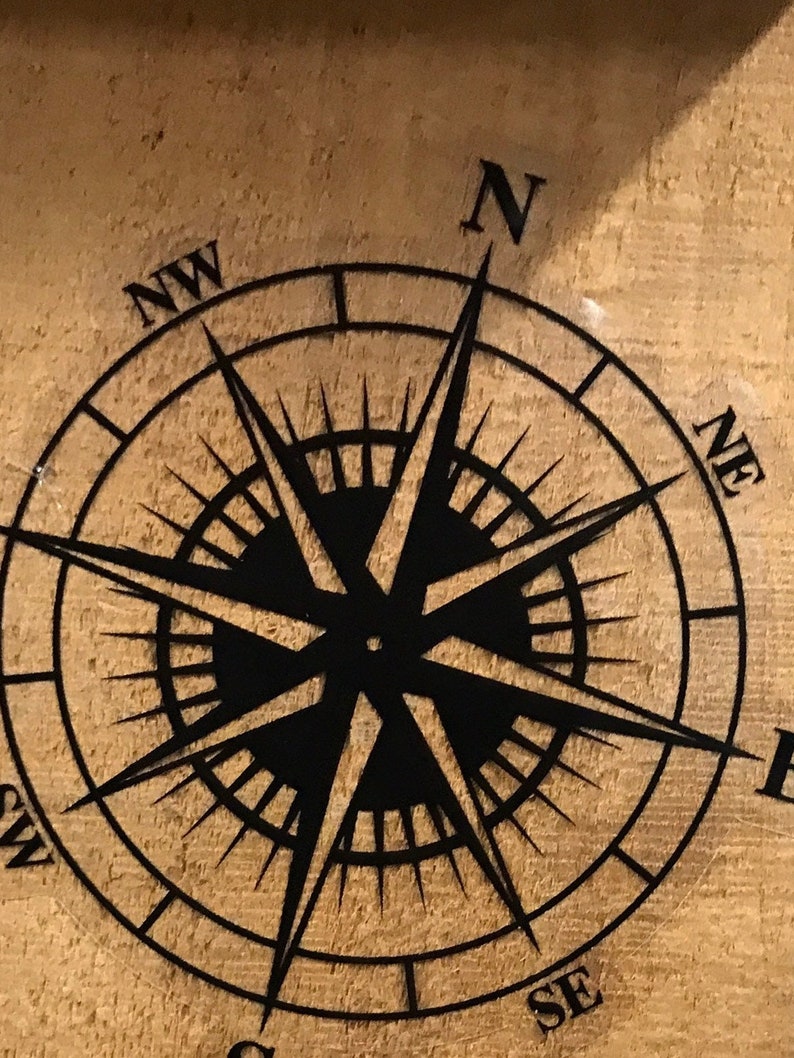 Direction Sticker Compass Compass Sticker Decal Clear and Black Vinyl Camping Outdoors Travel RV ...