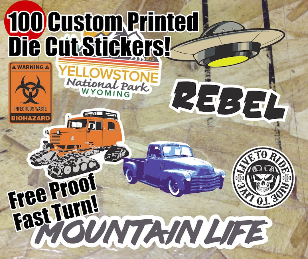 100 Custom Vinyl Waterproof Stickers Cut Any Shape. Custom Bulk ...