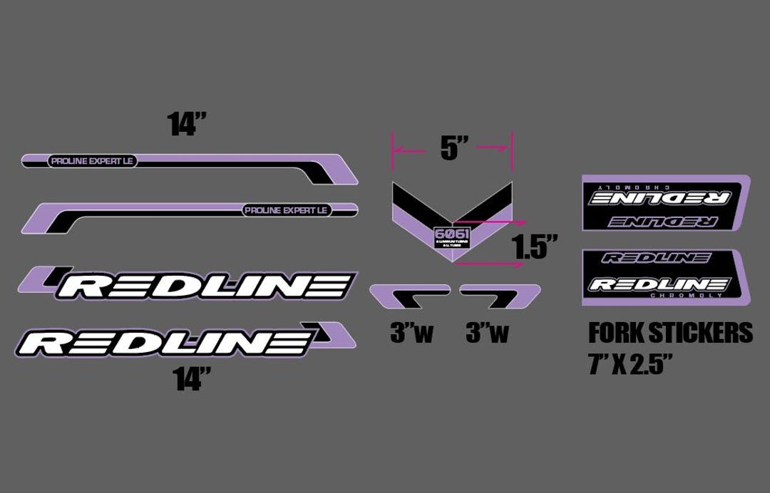 Redline Pro Line Expert LE Stickers Decals Bike Kit - Custom Color Set ...