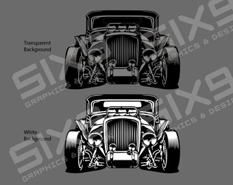Hot Rod Model A Illustration SVG, EPS, PNG, Vector Drawing Outline Download - 2 Designs