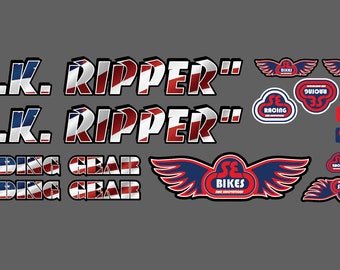 SE Bikes bmx PK Ripper Landing Gear Stickers Decals Bike Kit - USA Flag Kit