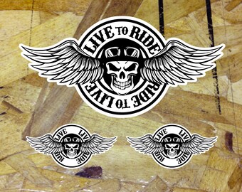 Original Ride Free Biker Iron On Transfer Winged Skull Motorcycle 