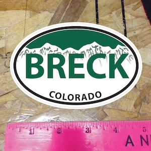BRECK Breckenridge Ski Snowboard Oval sticker decals Green White Mountain 5&quot; - 3 for 1
