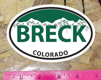 BRECK Breckenridge Ski Snowboard Oval sticker decals Green White Mountain 5" - 3 for 1