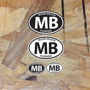 MB Miami Beach FL Florida Oval car window bumper sticker decal 2 for 1