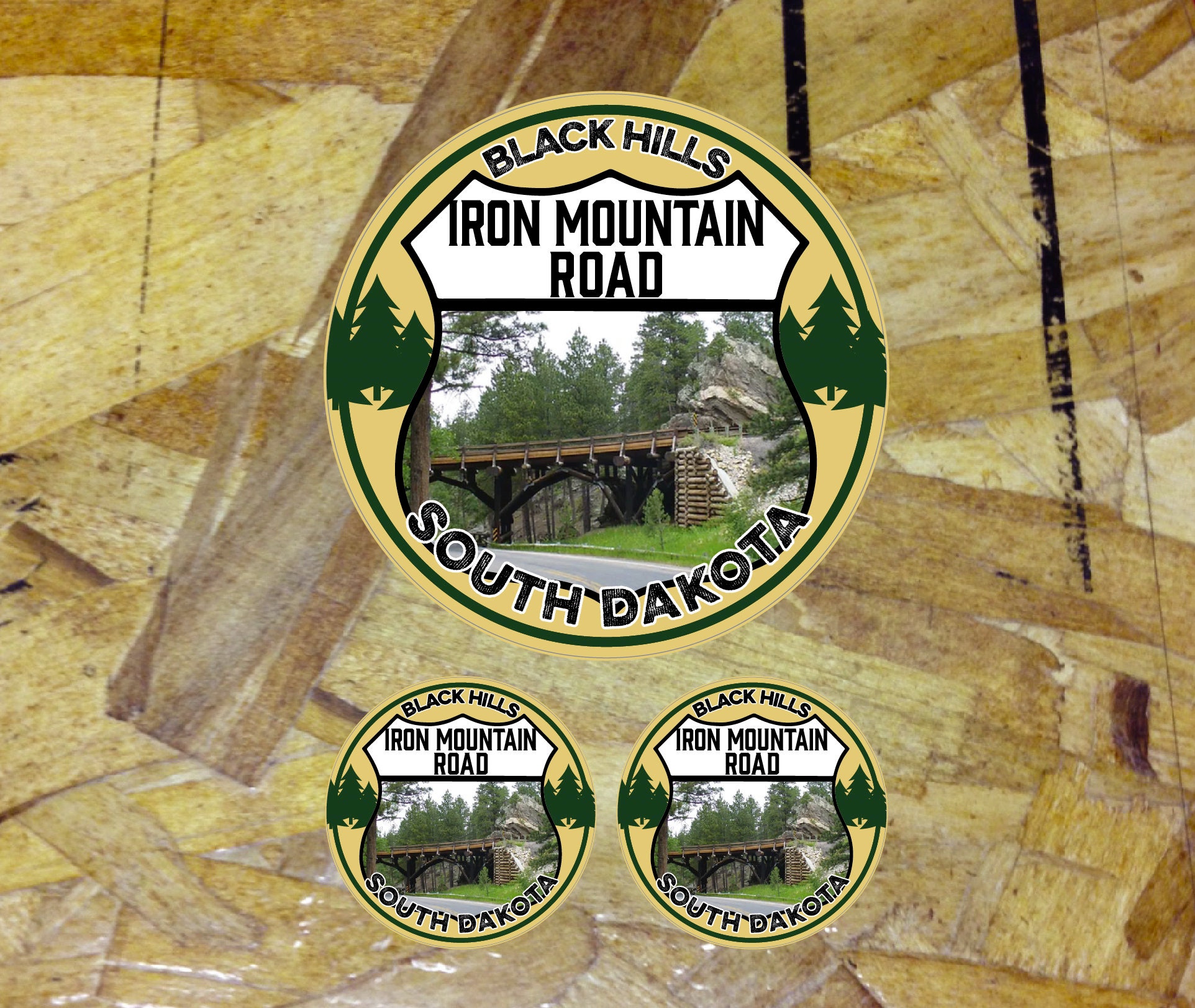 Iron Mountain Road Black Hills SD South Dakota Decal Sticker 3-1/2" - 3 For 1