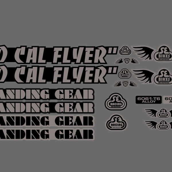 SE Racing Landing Gear Fork Decal Set - Black - Original BMX Stickers